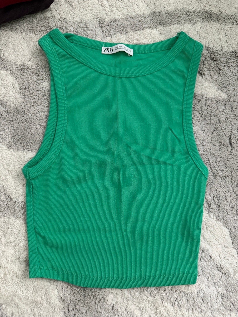 Zara Bright Green Ribbed Tank Top
